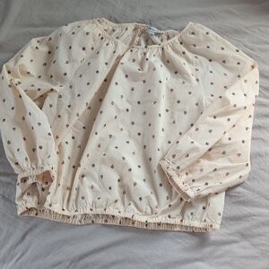 Madewell Sunrise Floral Bone Gathered Puff Sleeve Crop Top